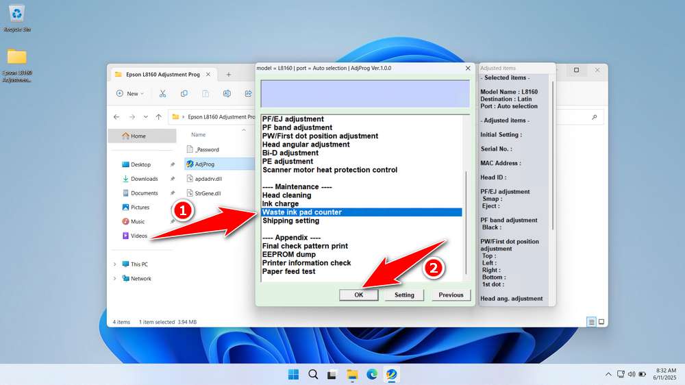 How to Use Epson L8160 Resetter - Step 3