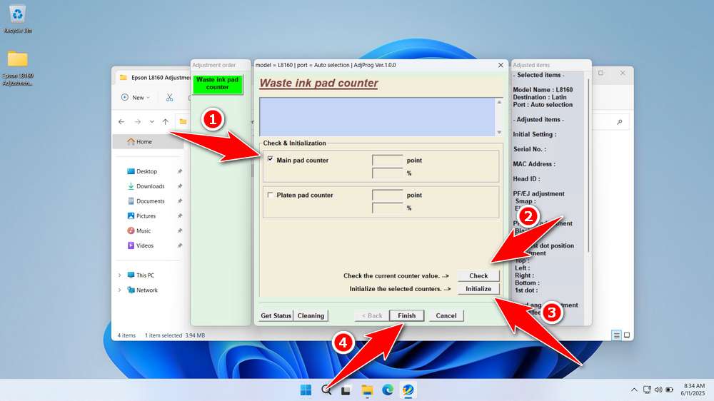 How to Use Epson L8160 Resetter - Step 4