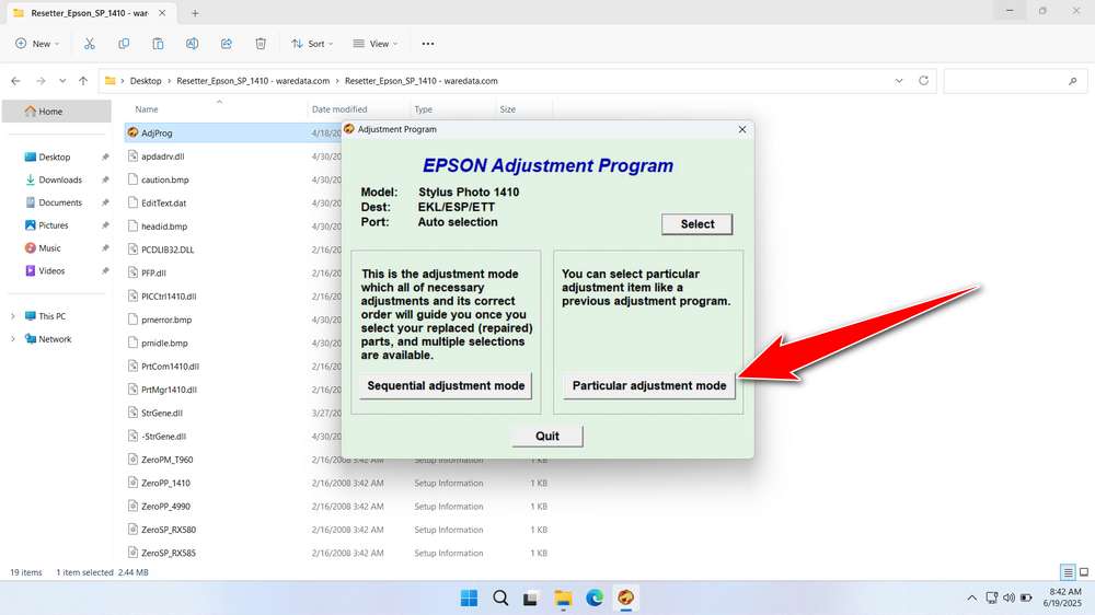 How to Use Epson Stylus Photo 1410 Resetter - Step 1