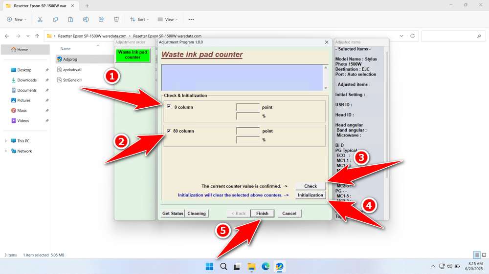 How to Use Epson Stylus Photo 1500W Resetter - Step 3