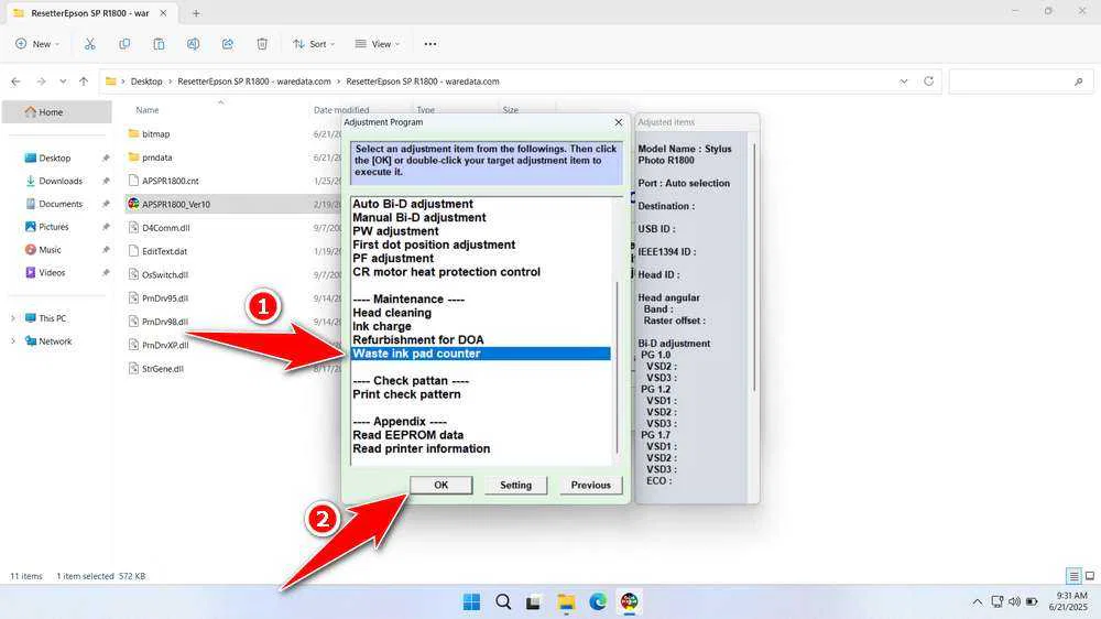 Epson Stylus Photo R1800 Resetter 4 How to Use Epson Stylus Photo R1800 Resetter - Step 3