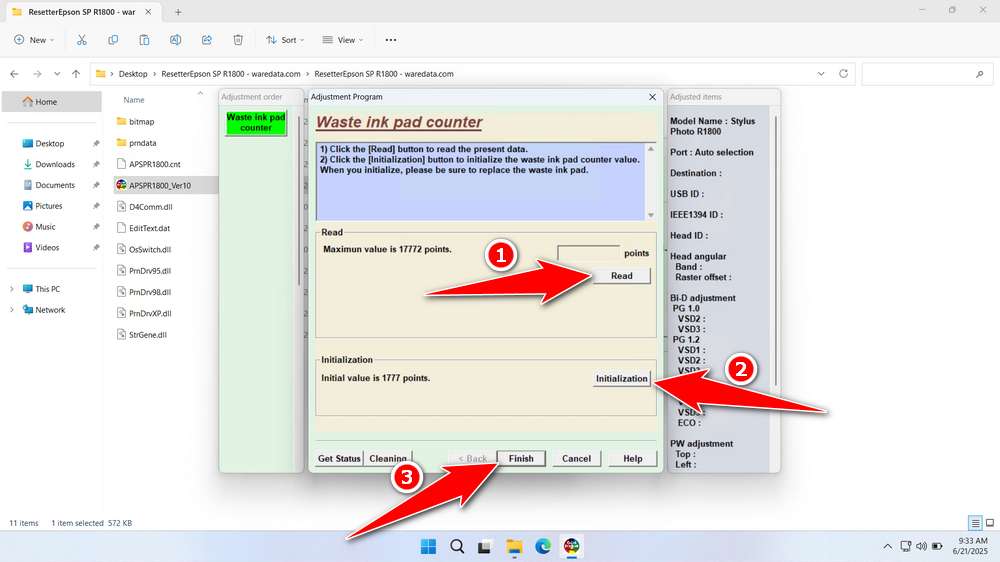 How to Use Epson Stylus Photo R1800 Resetter - Step 4