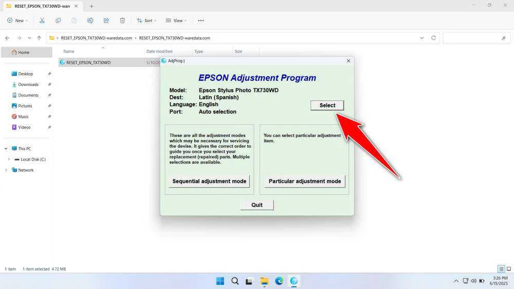 Epson TX730WD Resetter 2 How to Use Epson TX730WD Resetter - Step 1