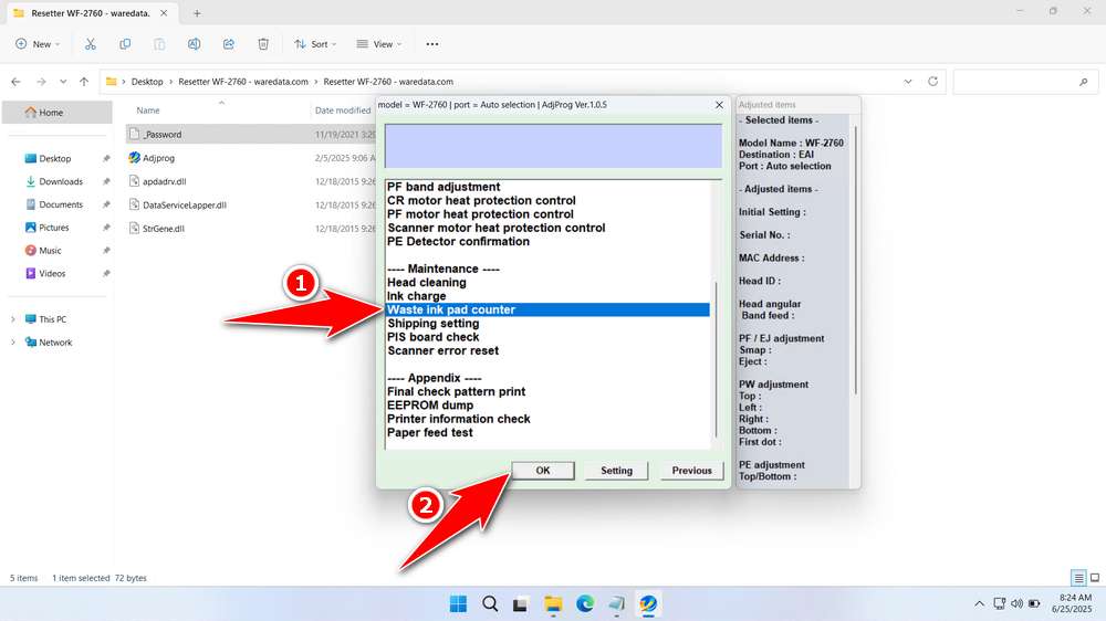 How to Use Epson WF-2760 Resetter - Step 2
