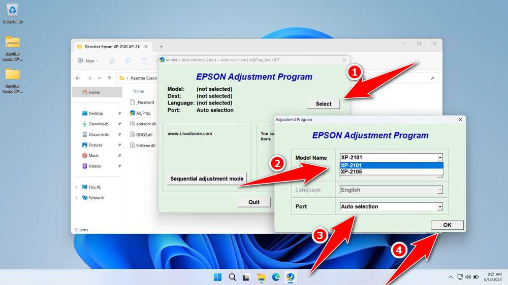 How to Use Epson XP-2101 & XP-2105 Resetter - Step 1