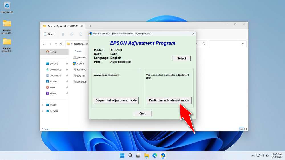 How to Use Epson XP-2101 & XP-2105 Resetter - Step 2