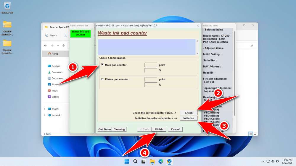 How to Use Epson XP-2101 & XP-2105 Resetter - Step 4