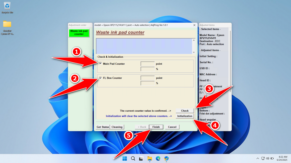 How to Use Epson XP-411 & XP-214 Resetter - Step 3