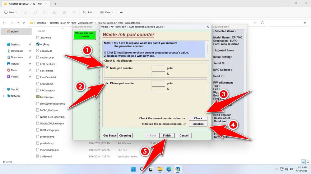How to Use Epson XP-7100 Resetter - Step 3