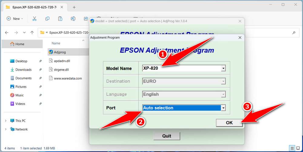 How to Use Epson XP-820 Resetter - Step 2
