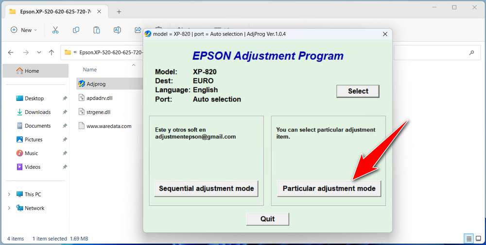 How to Use Epson XP-820 Resetter - Step 3