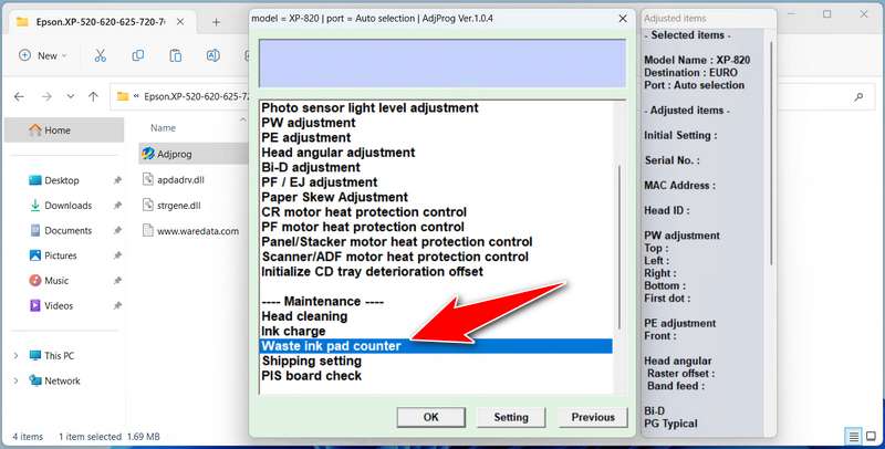 How to Use Epson XP-820 Resetter - Step 4