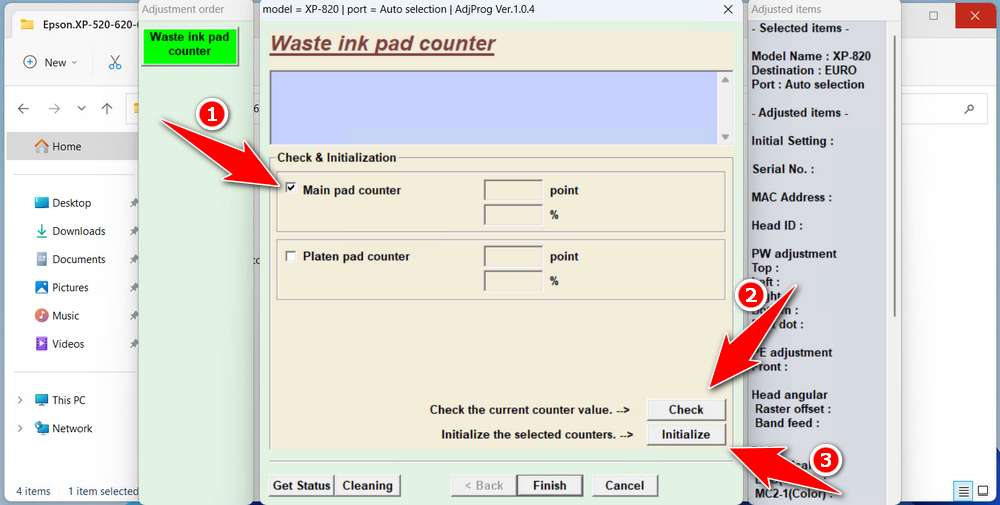 How to Use Epson XP-820 Resetter - Step 5