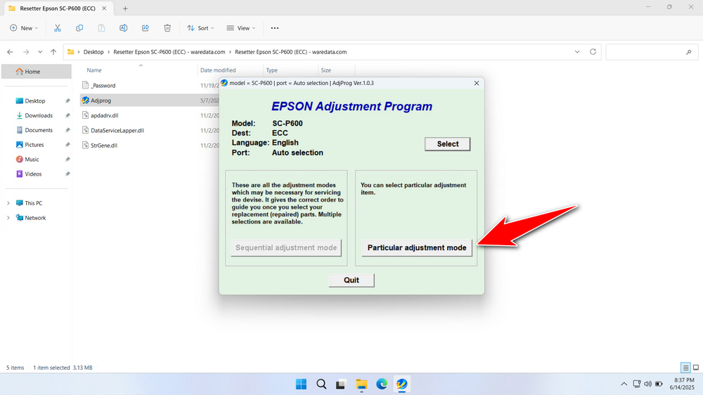 How to Use the Epson SureColor P600 Resetter - Step 1
