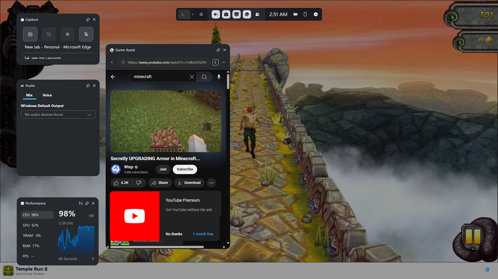 Playing games while watching YouTube