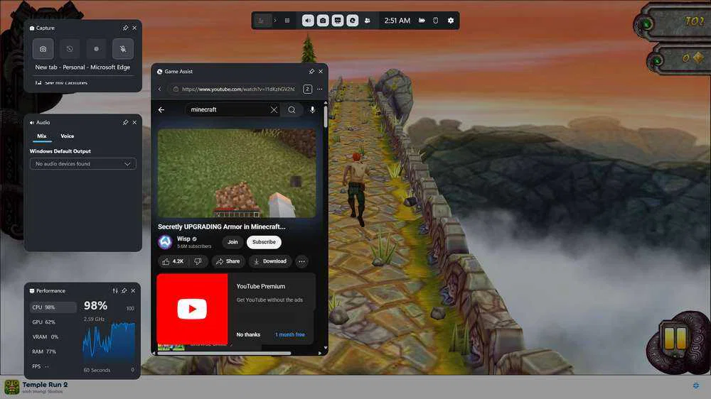 Game Assist - Pampering Gamers by Microsoft Edge 4 Playing games while watching YouTube