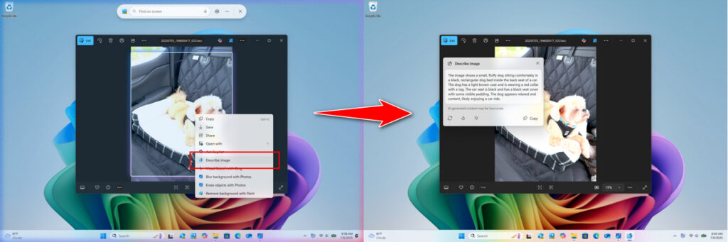 Describe Image feature within Click to Do
