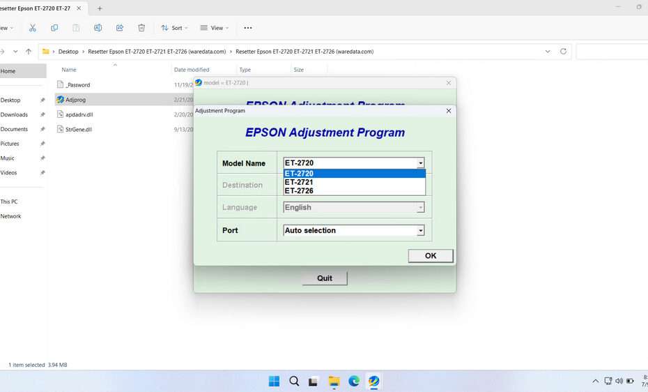 Epson ET-2720 ET-2721 ET-2726 Resetter