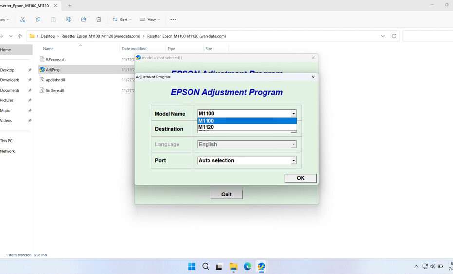 Epson ET M1100 & M1120 Resetter