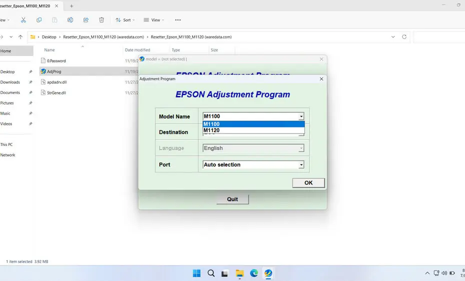 Epson ET M1100 & M1120 Resetter