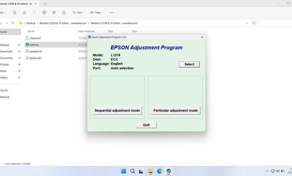 Epson L1218 Resetter