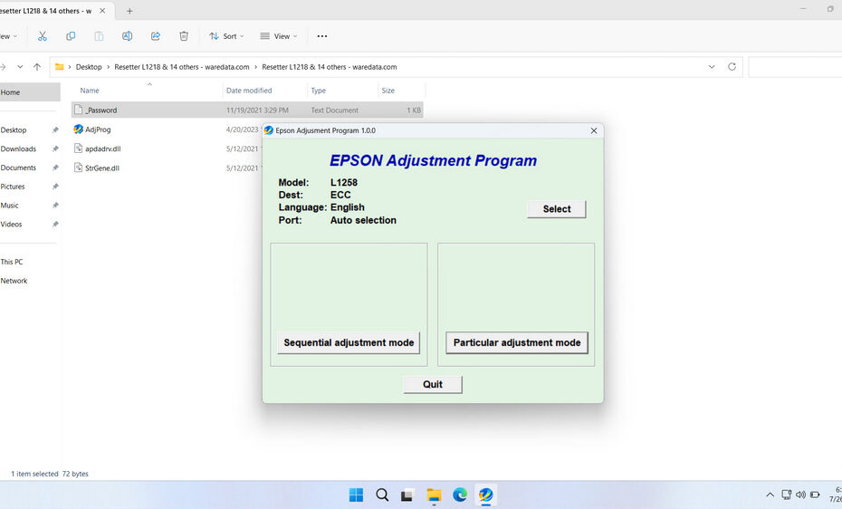 Epson L1258 Resetter
