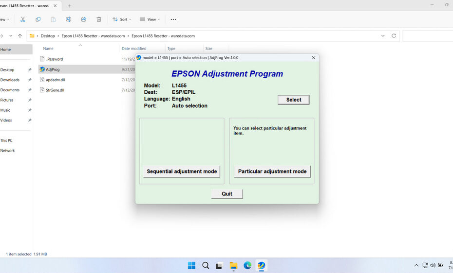 Epson L1455 Resetter (Adjustment Program)