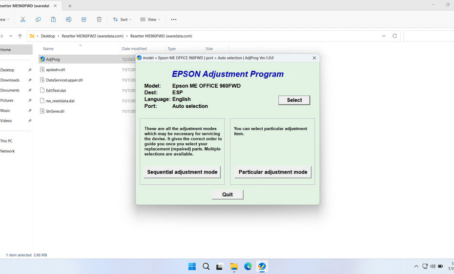 Epson ME Office 960FWD Resetter