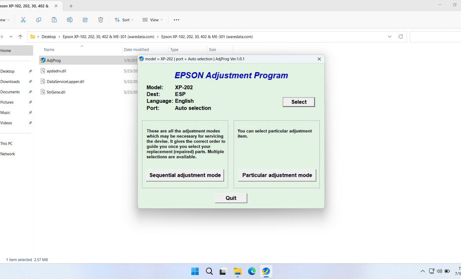 Epson XP-202 Resetter