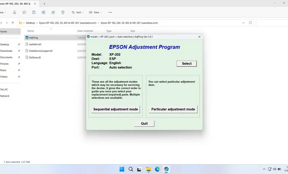 Epson XP-202 Resetter