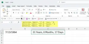 How to Calculate Age in Excel - Method 2
