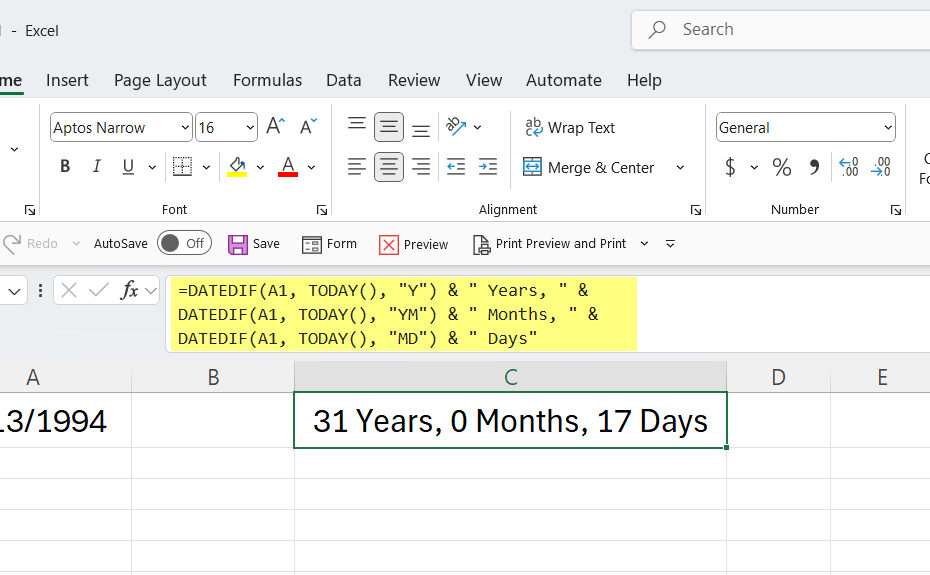 How to Calculate Age in Excel - Method 2