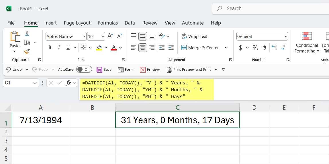 How to Calculate Age in Excel