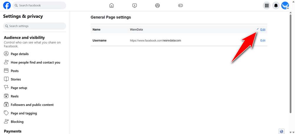 How to Change Facebook Page Name - Step 4
