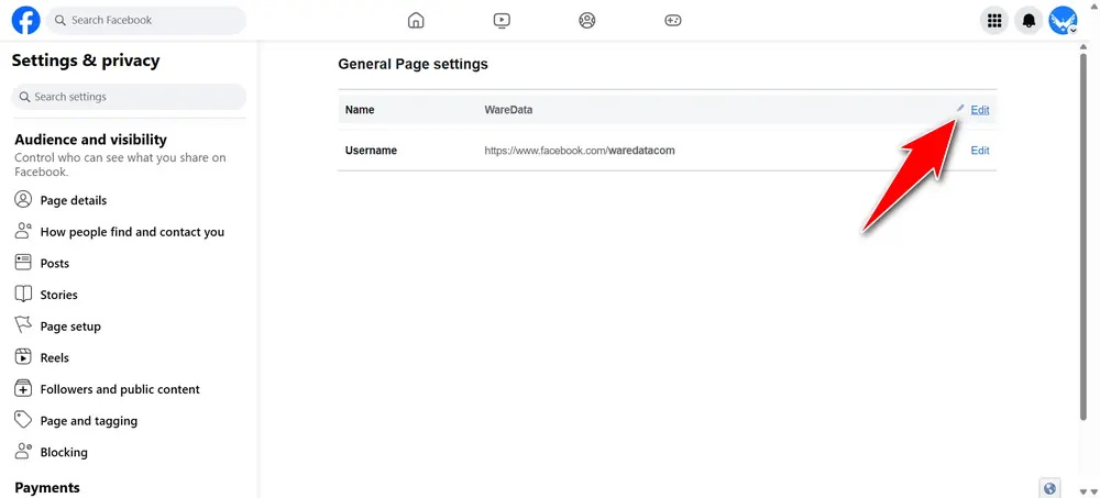 How to Change Facebook Page Name - Step 4