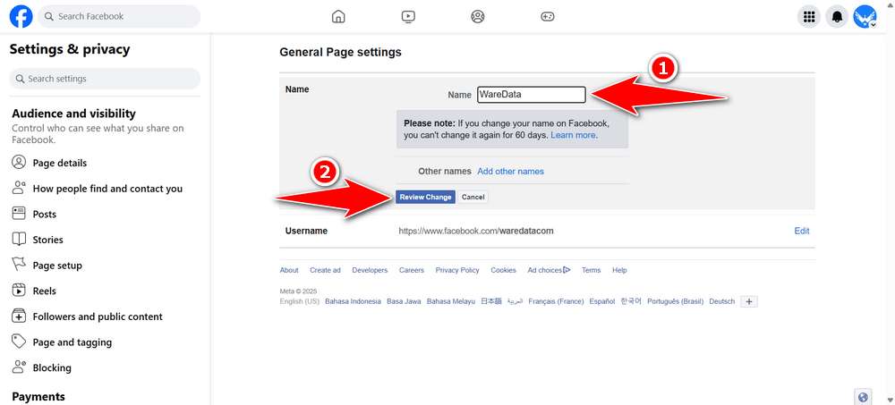 How to Change Facebook Page Name - Step 5