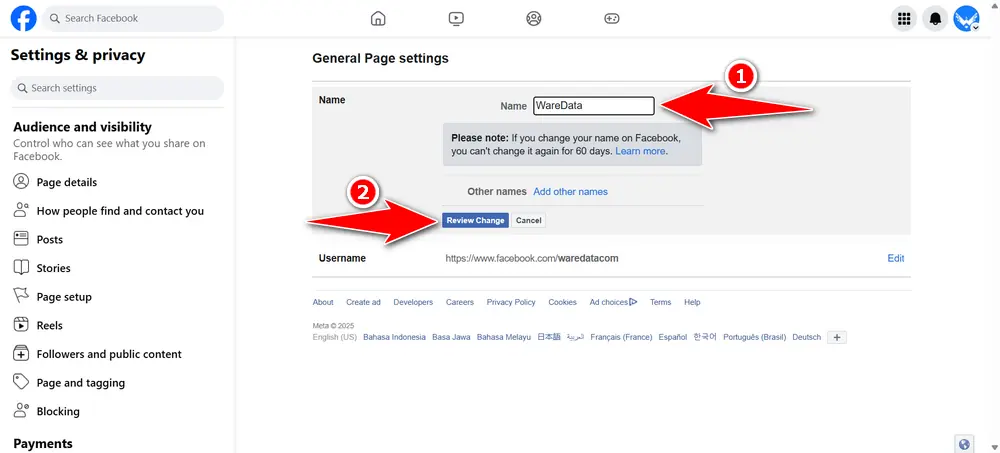 How to Change Facebook Page Name - Step 5