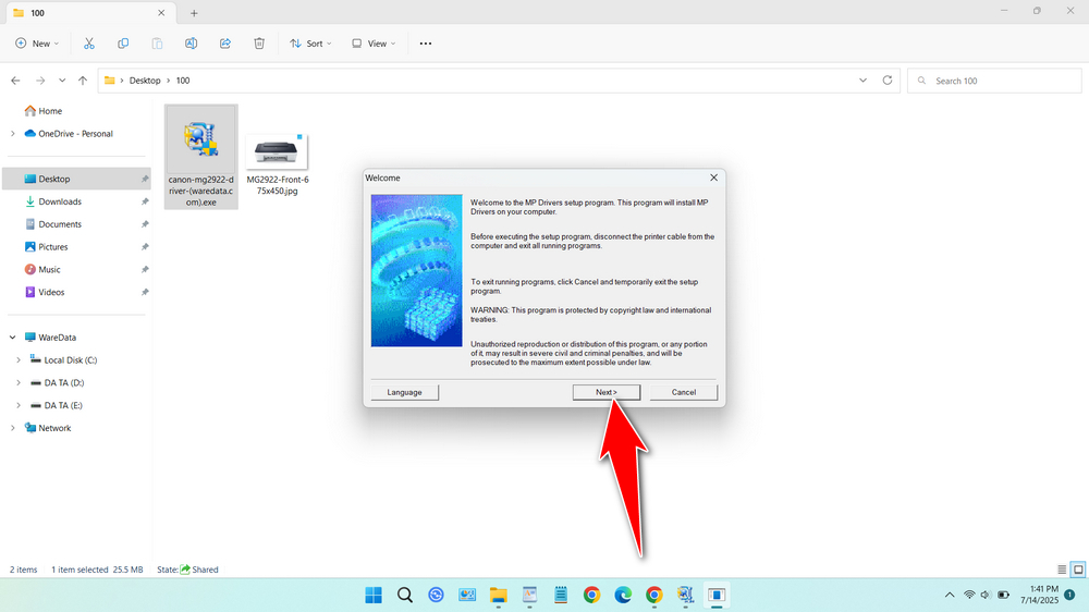 How to Install Canon MG2922 Driver in Windows - Step 1