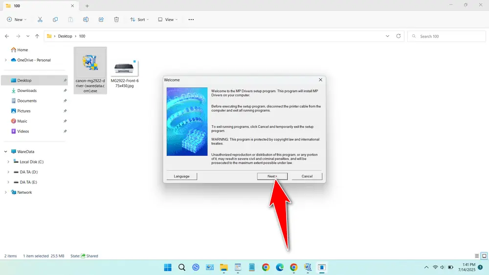 How to Install Canon MG2922 Driver in Windows - Step 1