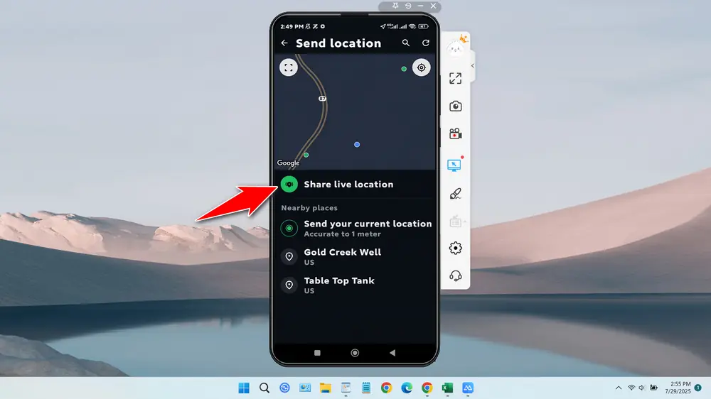 How to Share Live Location (Real-Time Tracking) - Step 2