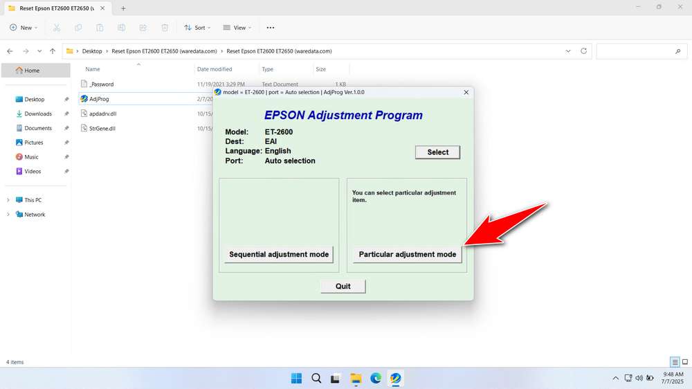 How to Use Epson ET-2600 & ET-2650 Resetter - Step 2