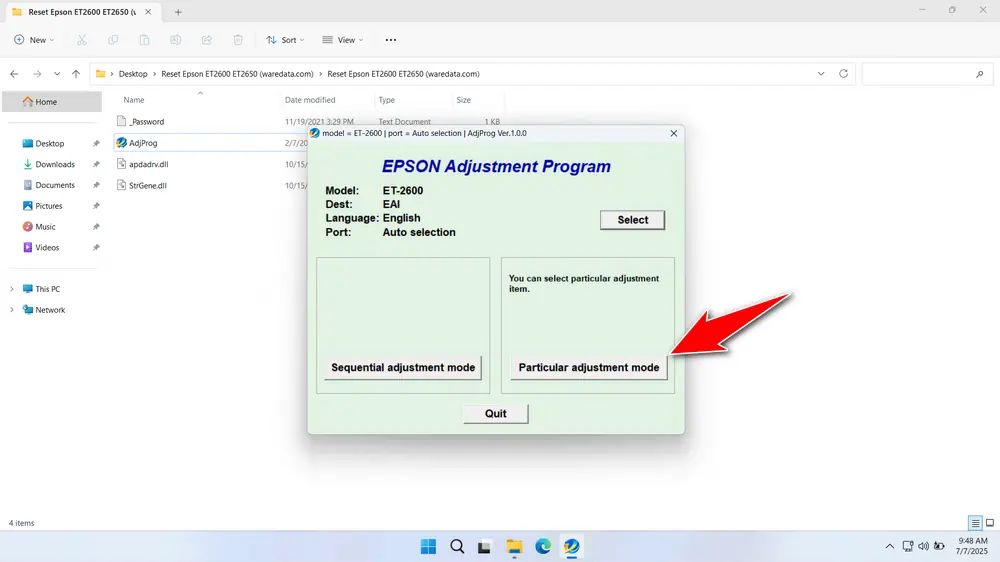 How to Use Epson ET-2600 & ET-2650 Resetter - Step 2