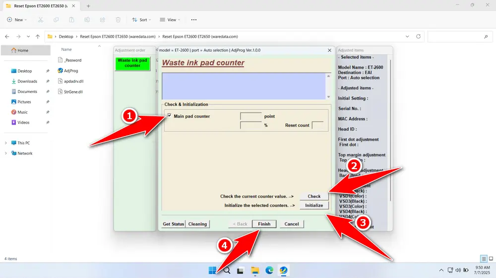 How to Use Epson ET-2600 & ET-2650 Resetter - Step 4