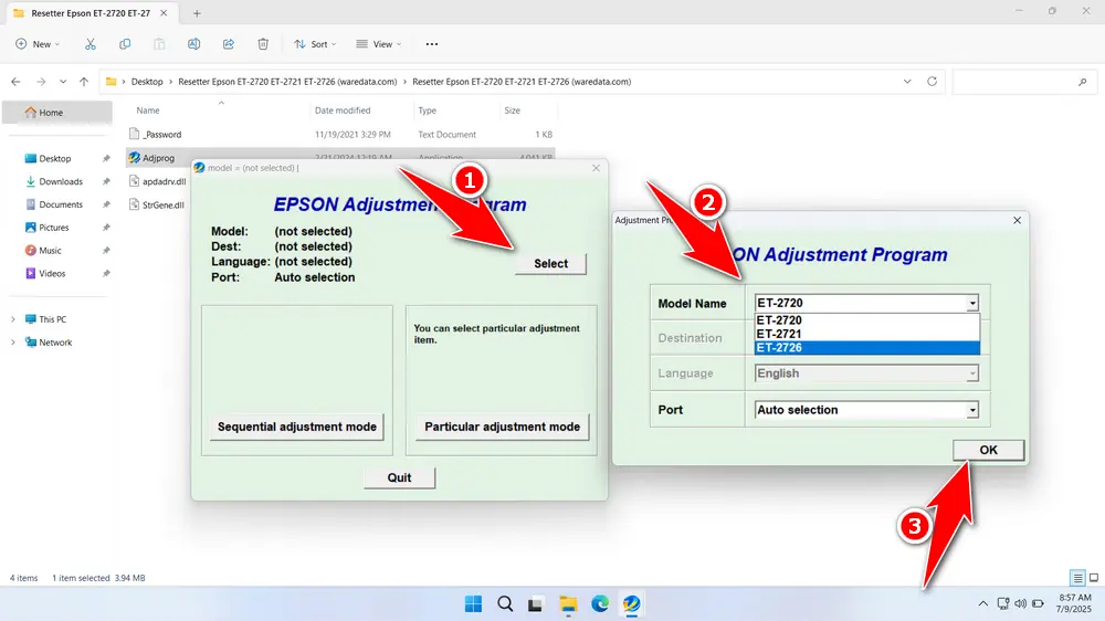 How to Use Epson ET-2720 Resetter - Step 1