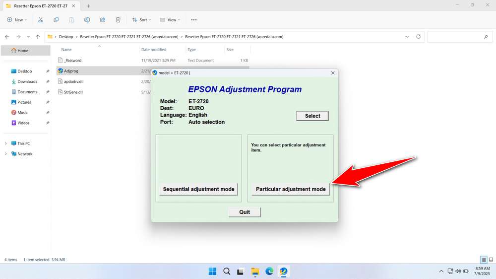 How to Use Epson ET-2720 Resetter - Step 2