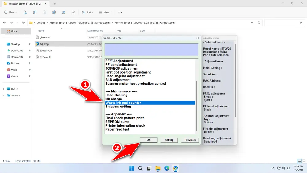 How to Use Epson ET-2720 Resetter - Step 3
