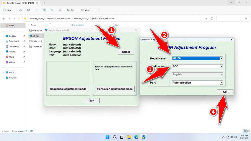 Epson ET M1100 & M1120 Resetter 2 How to Use Epson ET-M1100 Resetter - Step 1