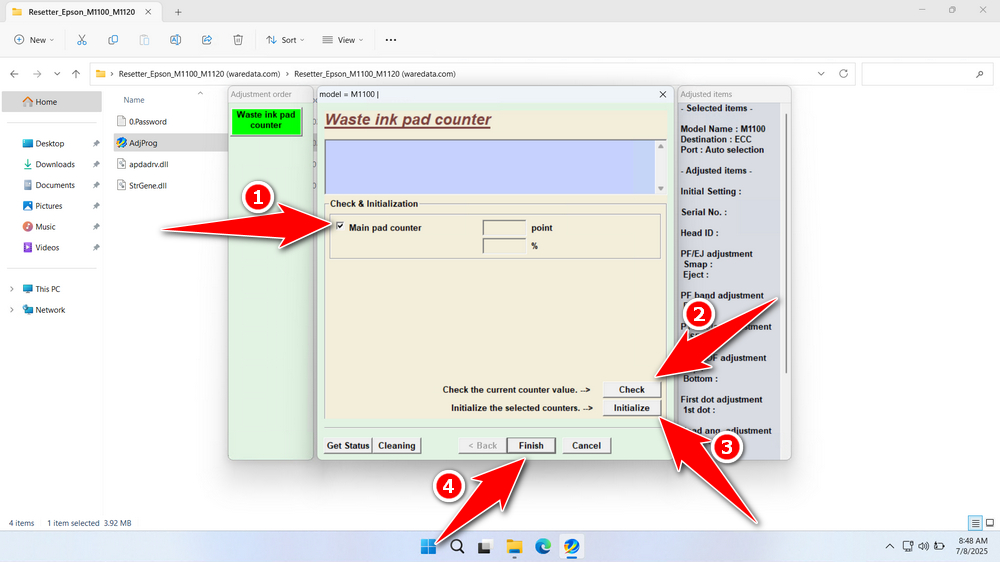 How to Use Epson ET-M1100 Resetter - Step 4