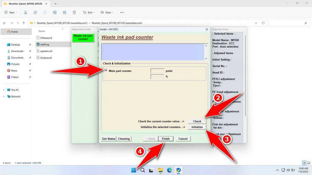 Epson ET M1100 & M1120 Resetter 5 How to Use Epson ET-M1100 Resetter - Step 4