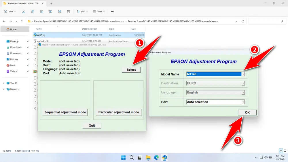 Epson ET M1140 M1170 M1180 M2140 M2170 M3140 M3170 M3180 Resetter 2 How to Use Epson EcoTank M1140 Resetter - Step 1